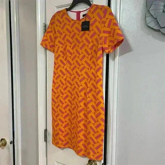 Trina Turk Women's Geometric Shift Dress Short Sleeve Size S Multicolor - Picture 2 of 7